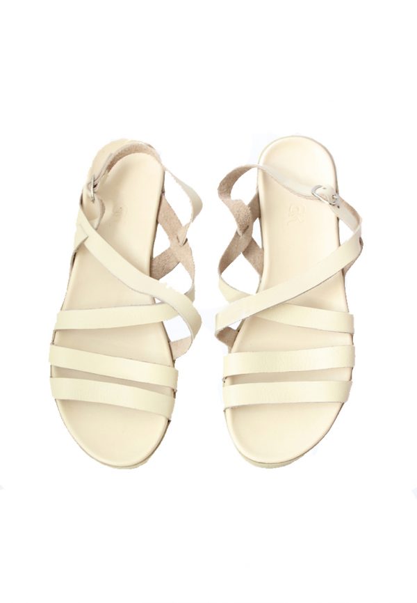 Leather Back-Strap Sandals White Milk Garut Kulit